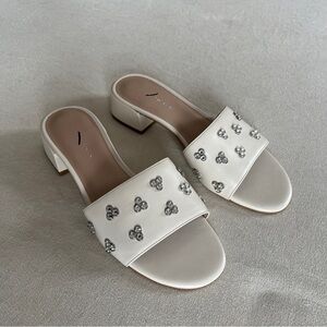 Stuart Weitzman White Crystal Tammy Mule Sandals Size 8.5 NWOT